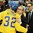 MINSK, BELARUS - MAY 25: Sweden head coach Par Marts congratulates Magnus Nygren #32 after a 3-0 bronze medal game win over the Czech Republic at the 2014 IIHF Ice Hockey World Championship. (Photo by Andre Ringuette/HHOF-IIHF Images)